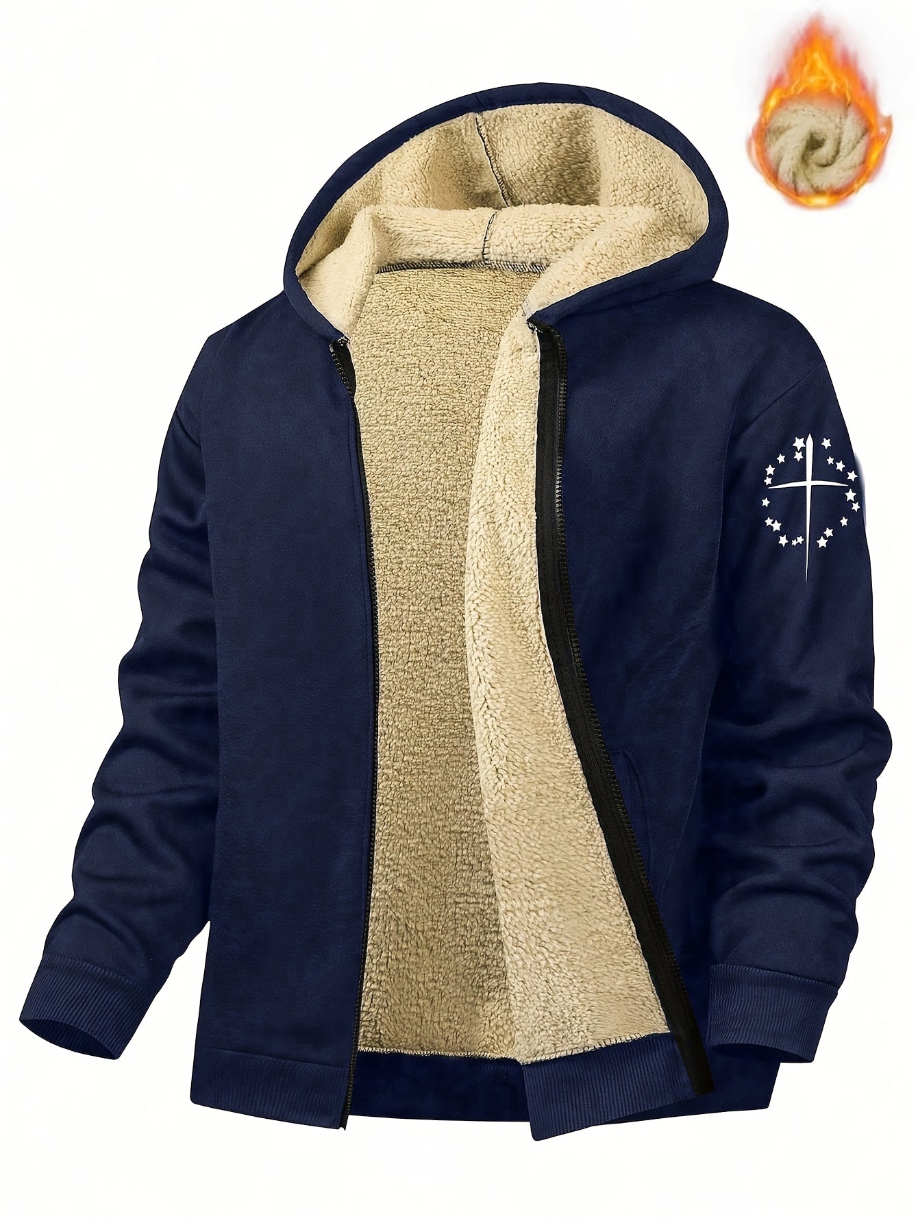 Men's Casual Print Fleece Jacket by Whiskers Workouts Wears