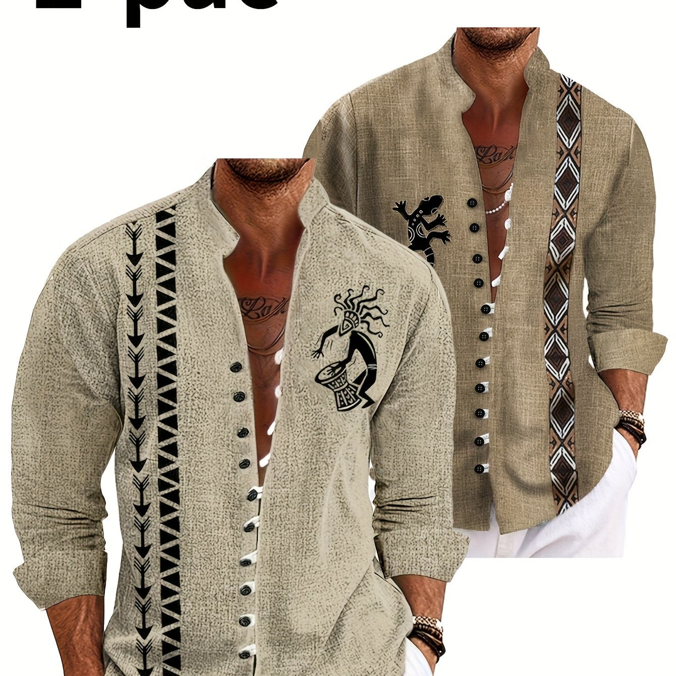 Men's Ethnic-Inspired Long Sleeve Shirts by EM3216540