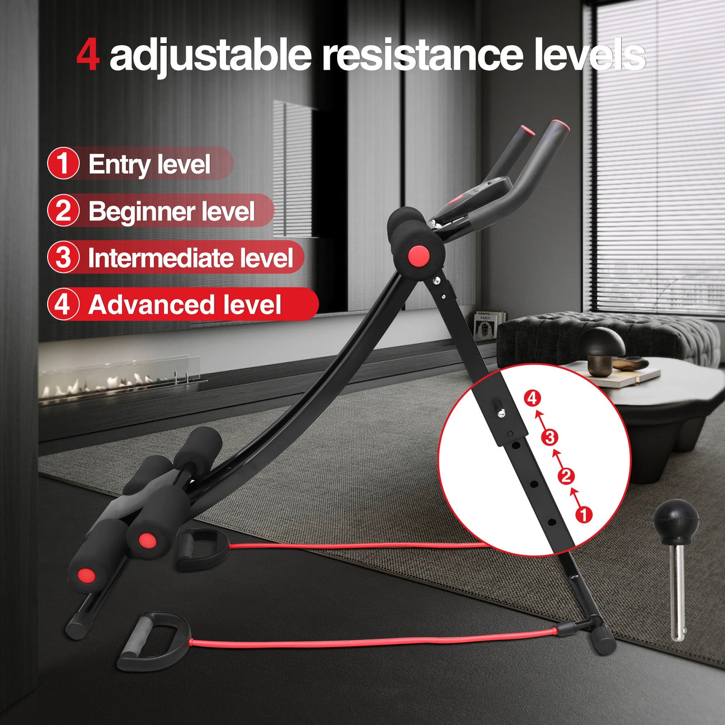 Single Track Fitness Ab Machine with Adjustable Height