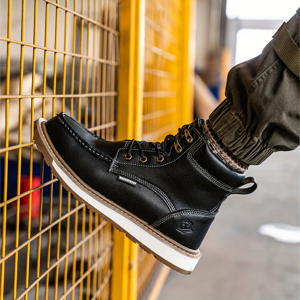 TAERGU HighGradeSteel Toe Boots Men Moc Toe Non Slip Safety