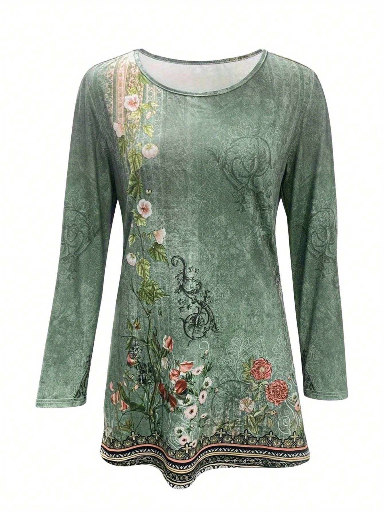 Womens Printed Long Sleeve Top And Pants Casual Set