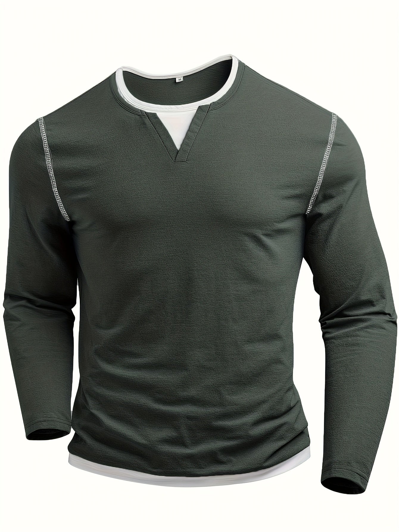 Mens Casual Long Sleeve Henley Shirt Regular Fit Style