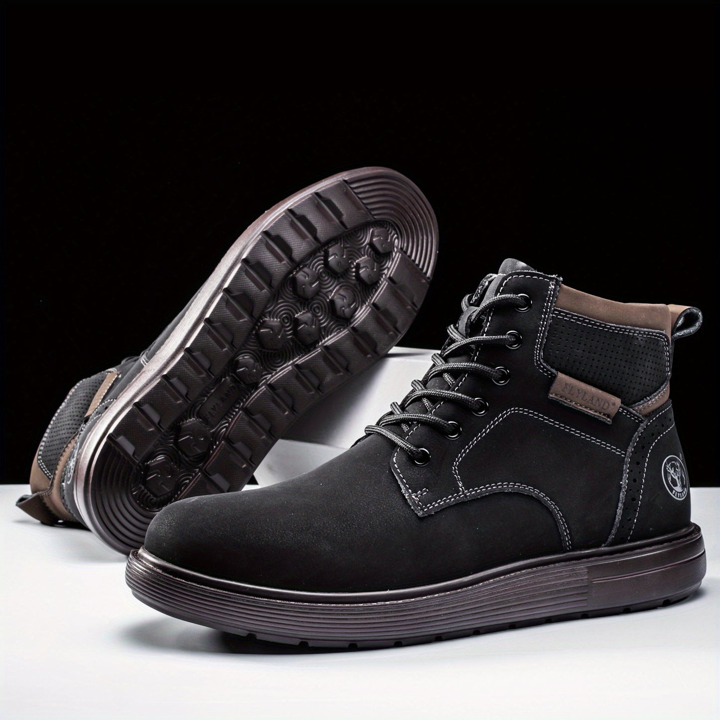 Flyland Mens Chukka Boots Vintage Genuine Leather Office