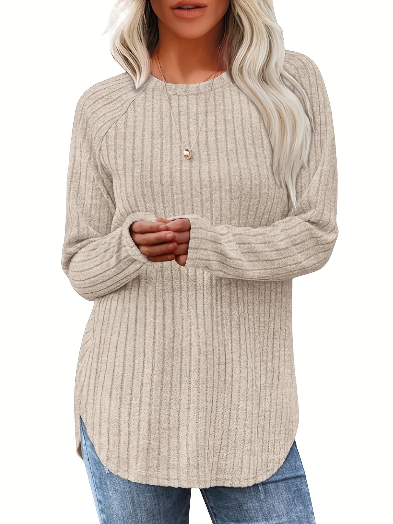 Women 3 Piece Sweater Set Casual Knit Round Neck Tee