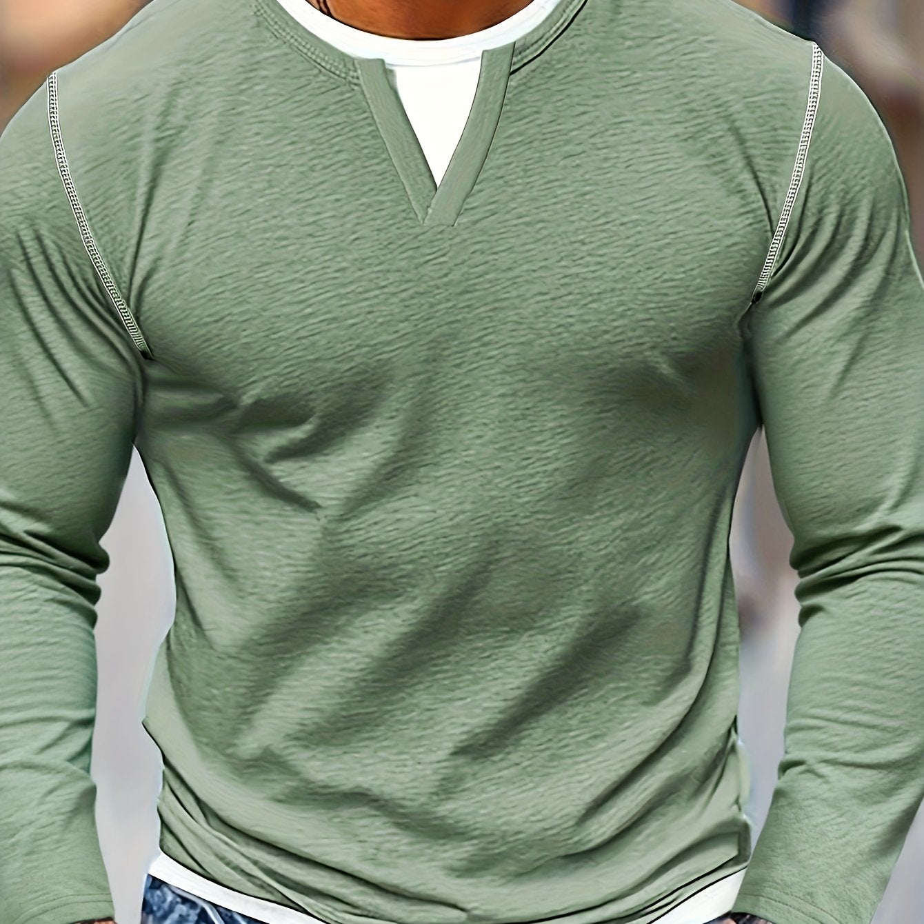 Mens Casual Long Sleeve Henley Shirt Regular Fit Style