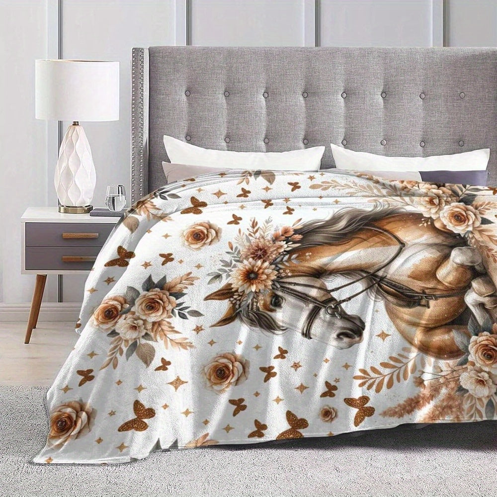 Horse Flannel Throw Blanket by Cool Horse Design