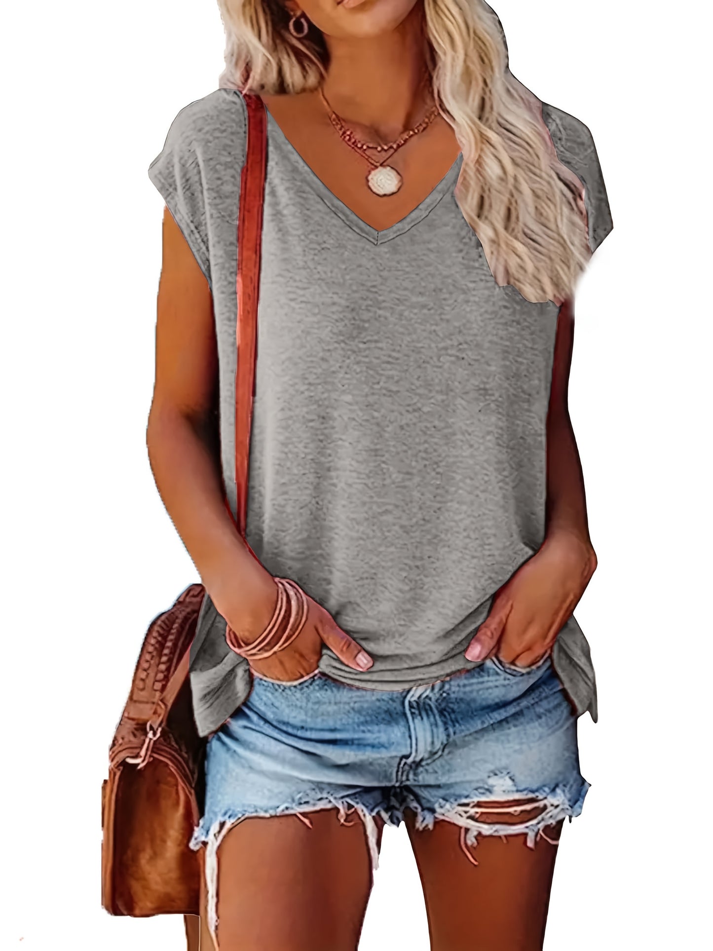 Sinhoon Women's V-Neck T-Shirts 5pcs Casual Fashion Set