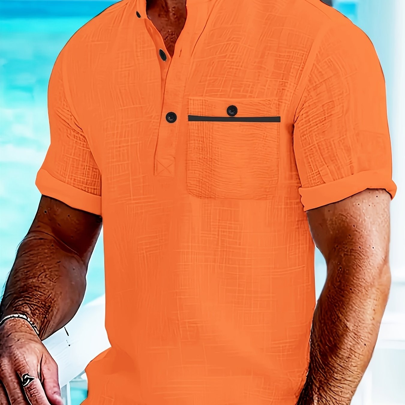 Whiskers Workouts and Wears Men Summer Stand Up Collar Shirt
