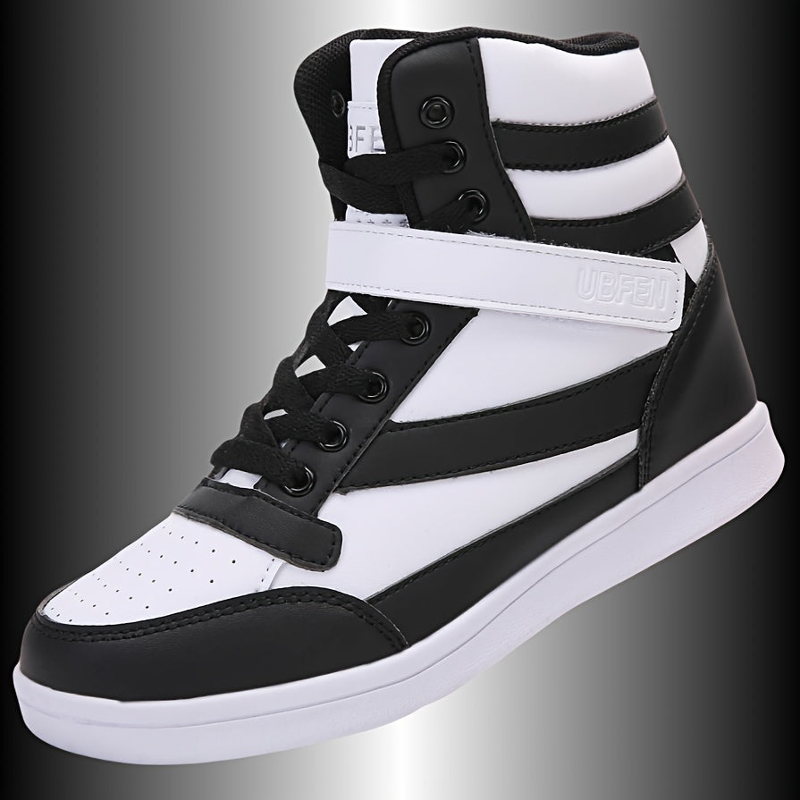Retro High Top Sneakers With Hidden Wedge Heel Comfort
