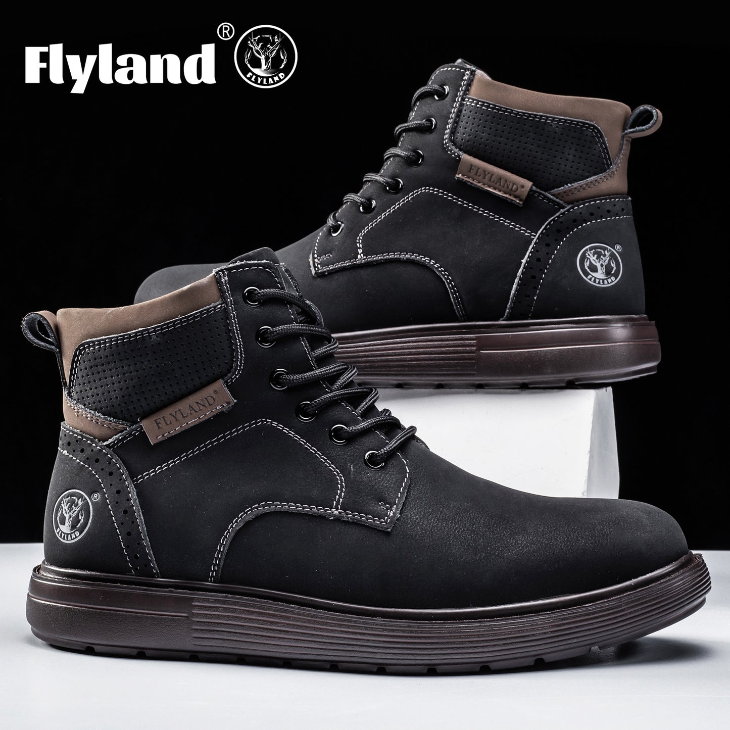 Flyland F2418 Men's Premium Genuine Leather Chukka Boots