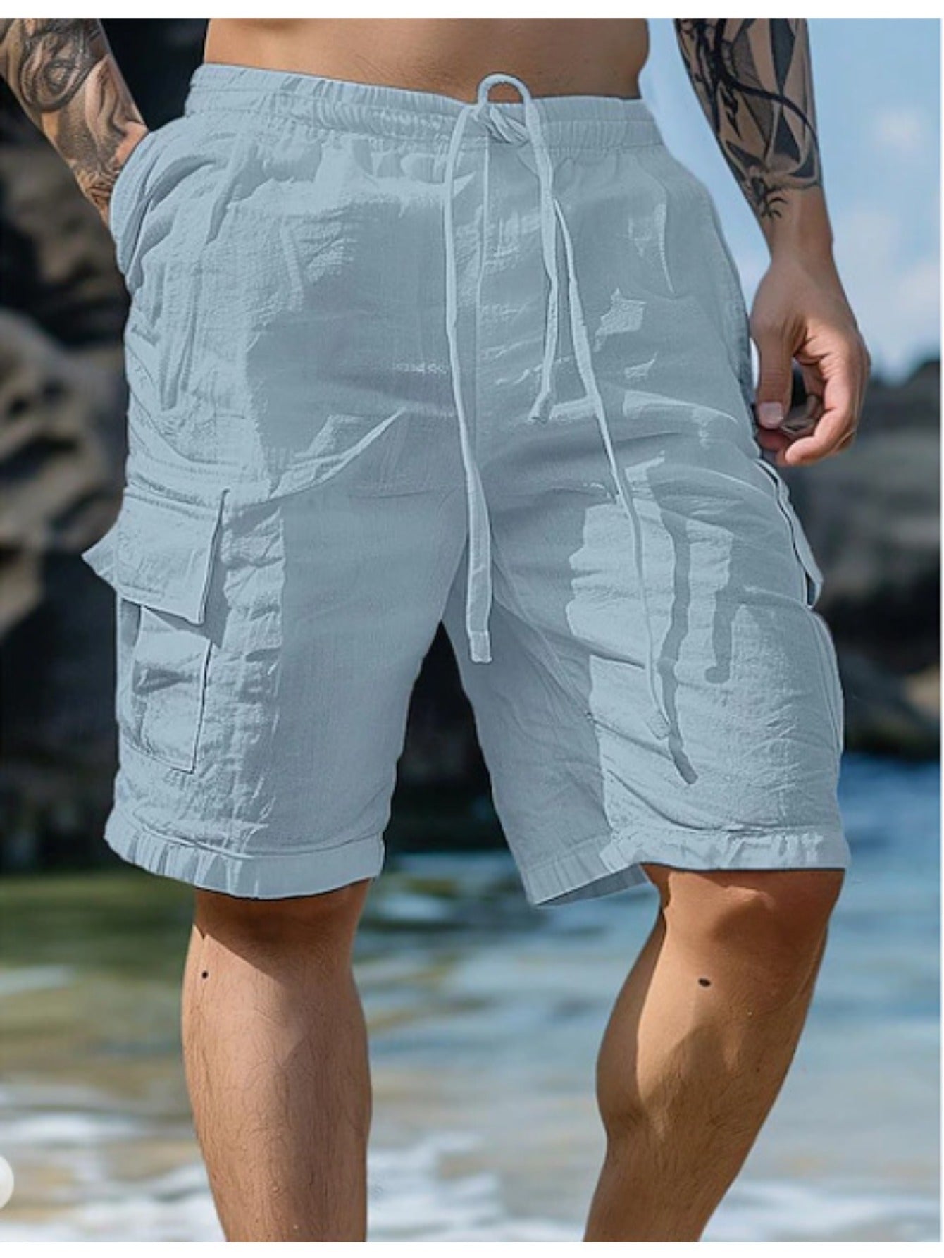 Men's Lightweight Cotton Beach Casual Shorts by Brand