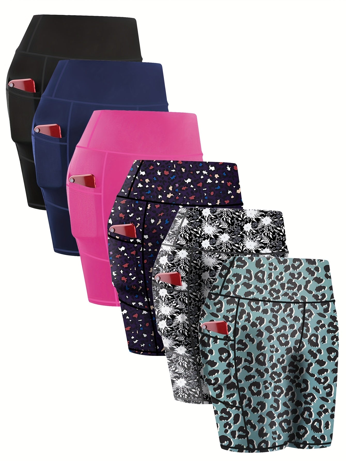 High Stretch Yoga Shorts 6 Pack by Brand Name