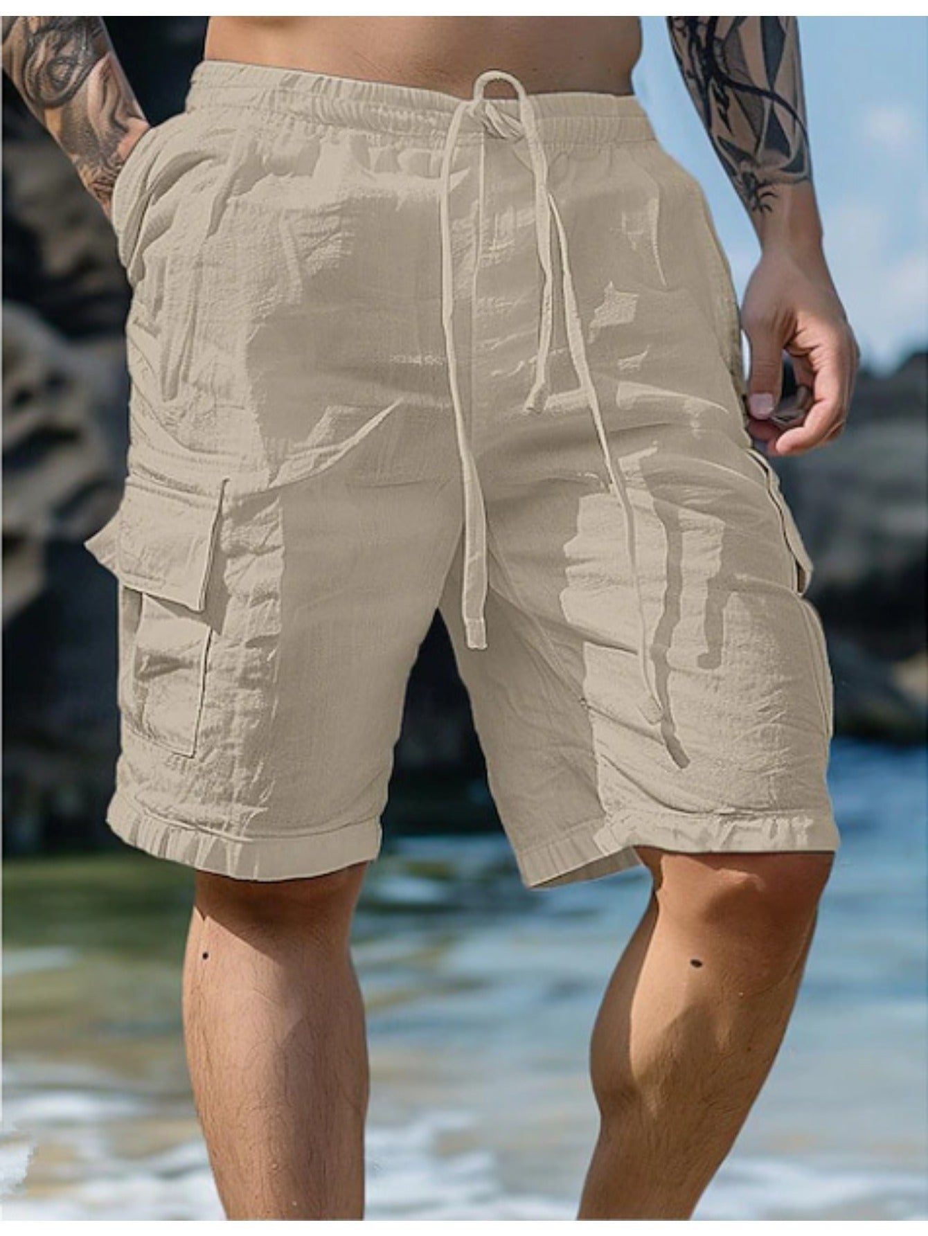 Men's Lightweight Cotton Beach Casual Shorts by Brand