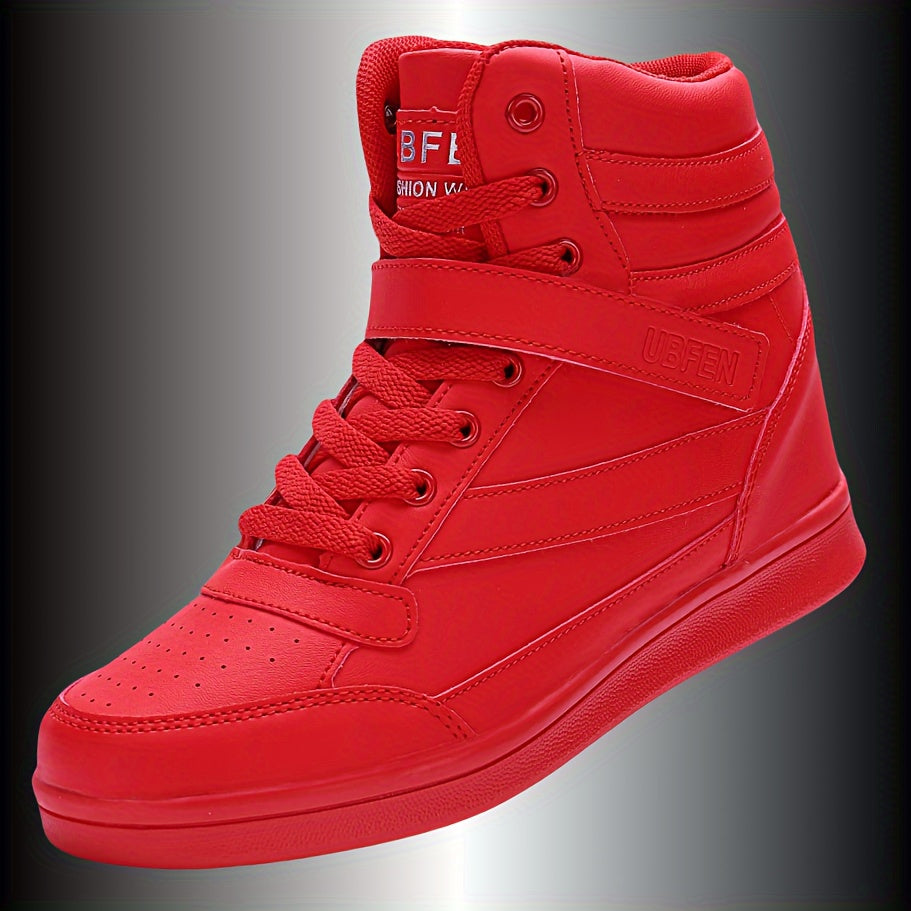 Retro High Top Sneakers With Hidden Wedge Heel Comfort