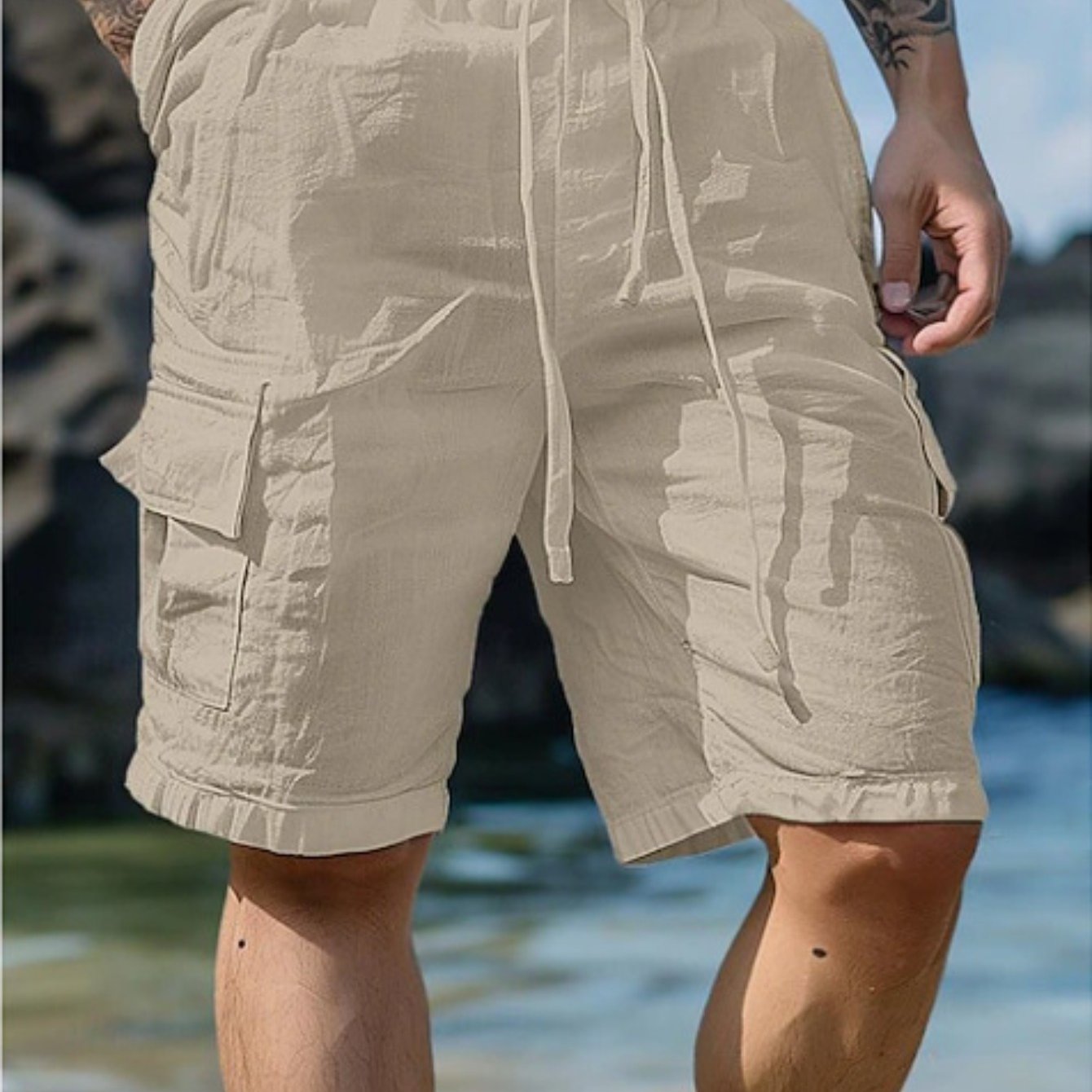 Men's Lightweight Cotton Beach Casual Shorts by Brand