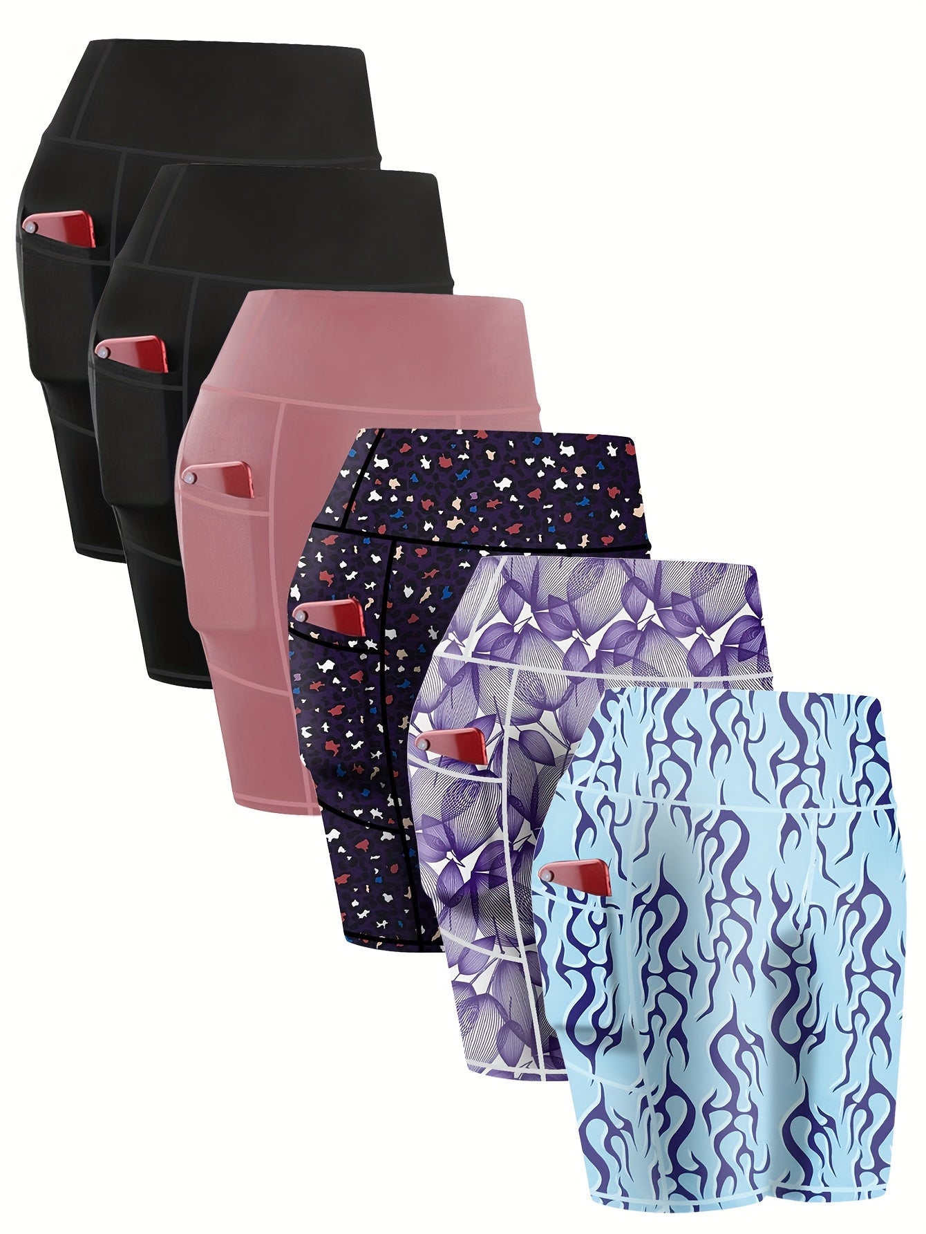 High Stretch Yoga Shorts 6 Pack by Brand Name
