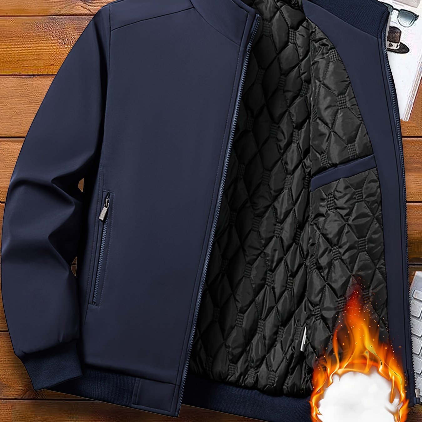 Whiskers Workouts Wears Warm Quilted Men's Windbreaker Jacket
