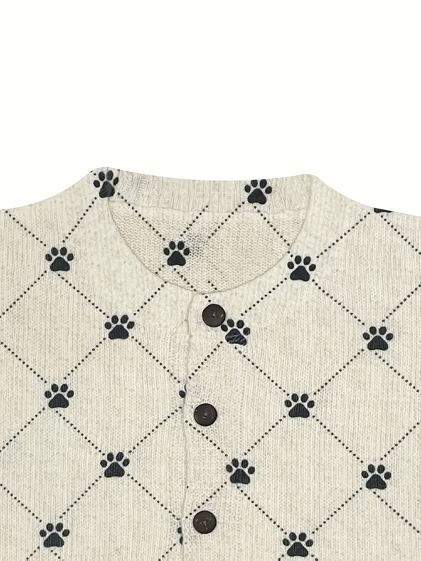Women's 3D Print Cute Animal Paw Prints Geometric Cardigan