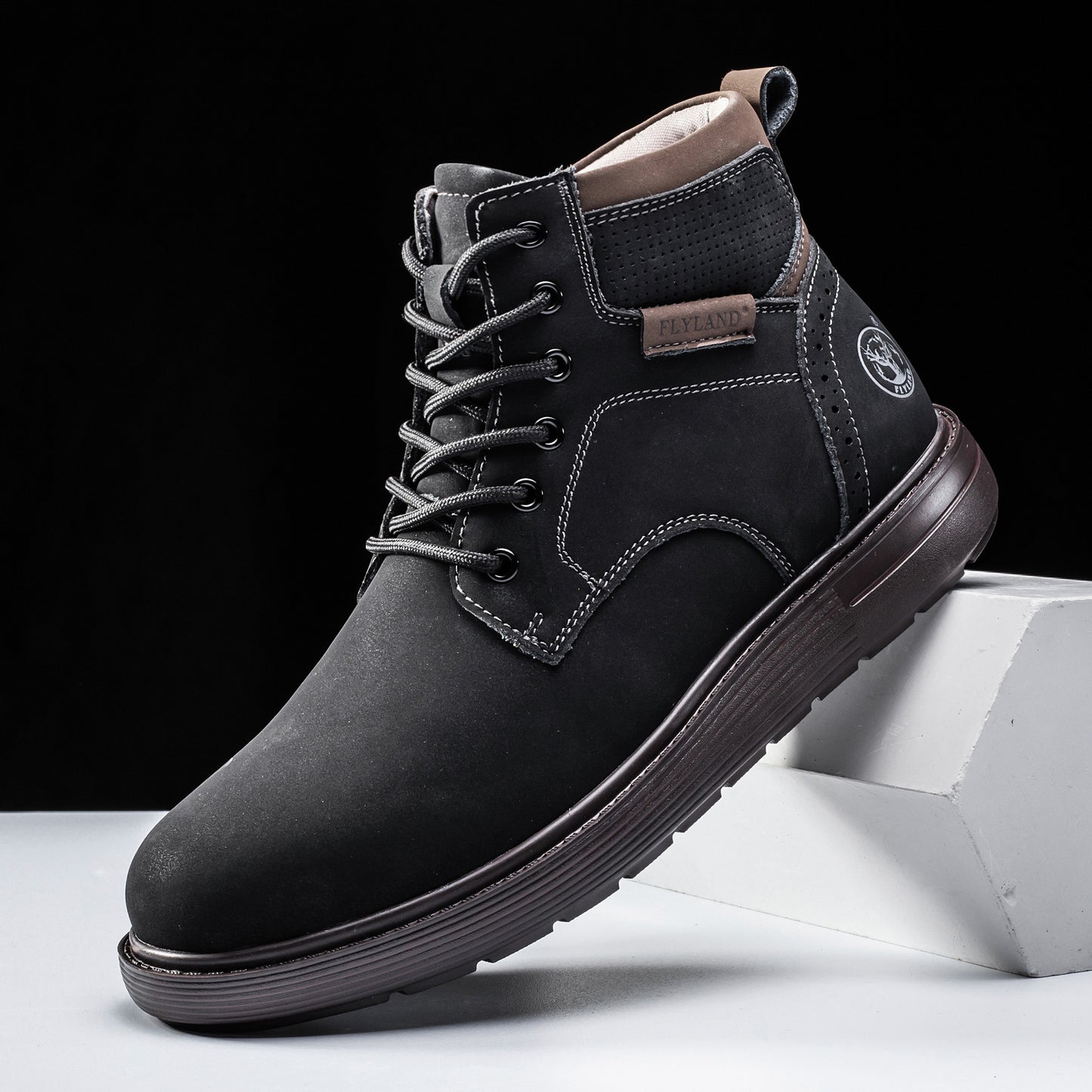 Flyland Mens Chukka Boots Vintage Genuine Leather Office