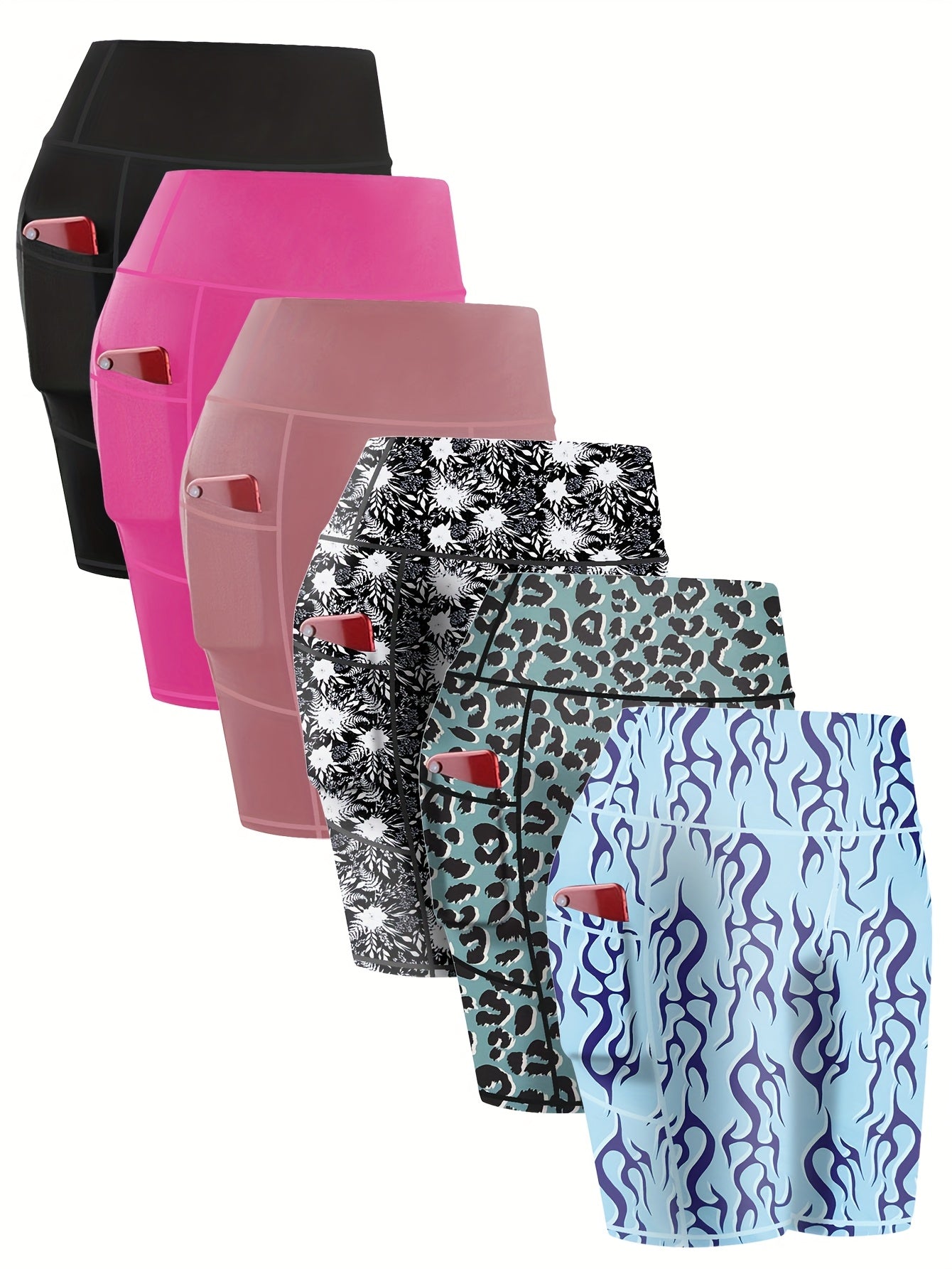 High Stretch Yoga Shorts 6 Pack by Brand Name