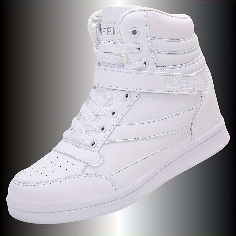 Retro High Top Sneakers With Hidden Wedge Heel Comfort