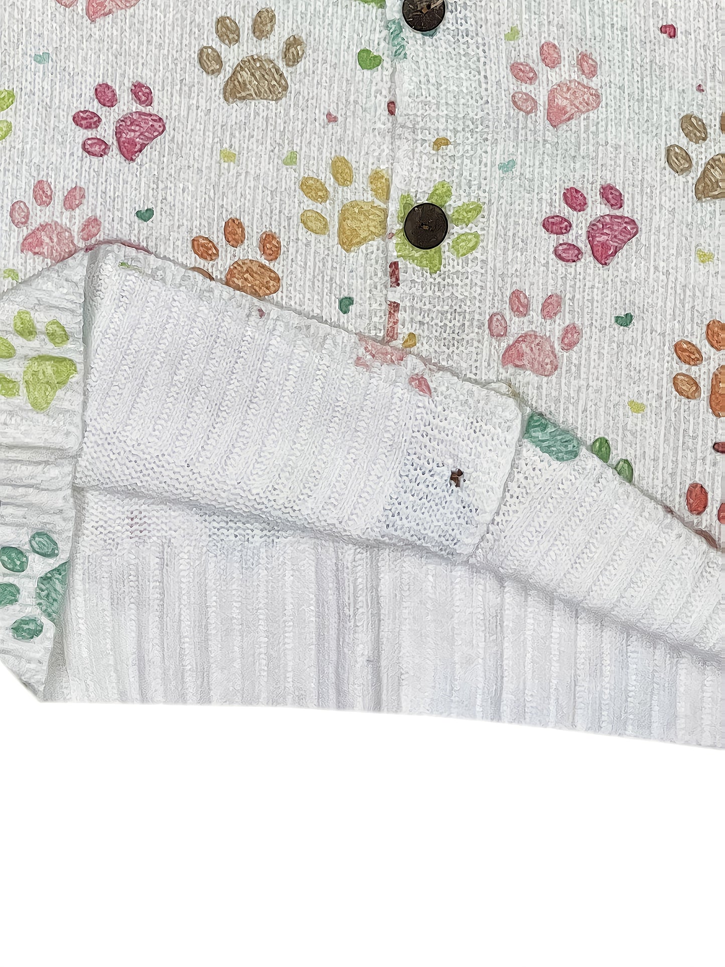 Womens 3D Dog Paw Print Cardigan Button Front Sweater