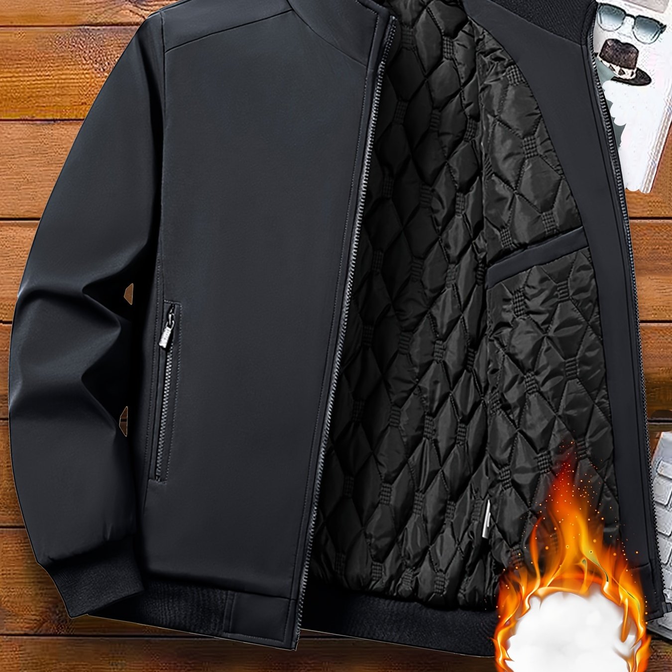 Whiskers Workouts Wears Warm Quilted Men's Windbreaker Jacket