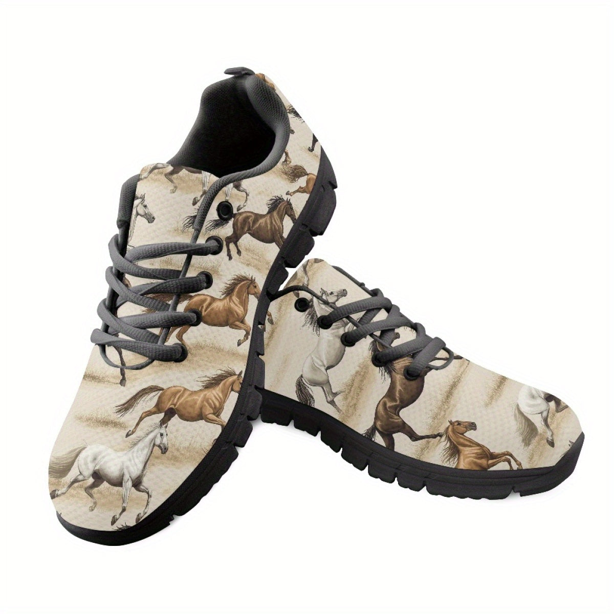 Custom Western Horse Print Sneakers With Personalized TEX