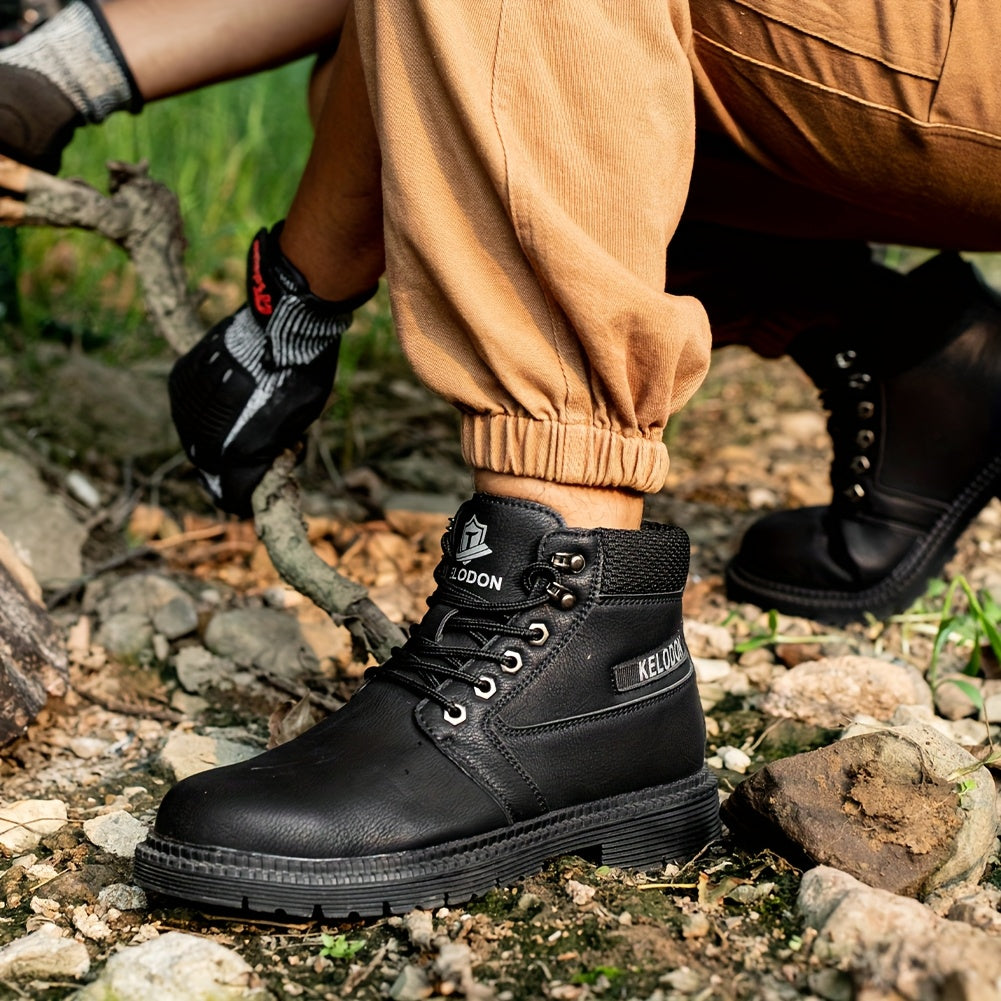 KELODON Men's Heavy Duty Steel Toe Work Boots Slip Resistant