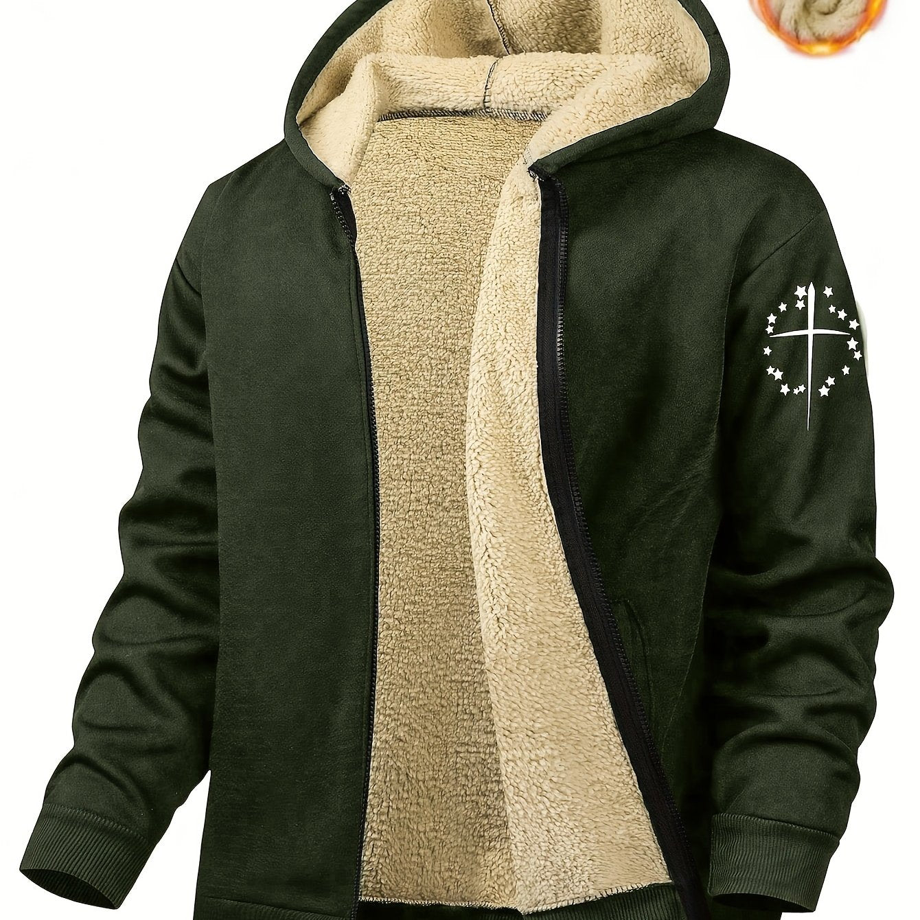 Men's Casual Print Fleece Jacket by Whiskers Workouts Wears