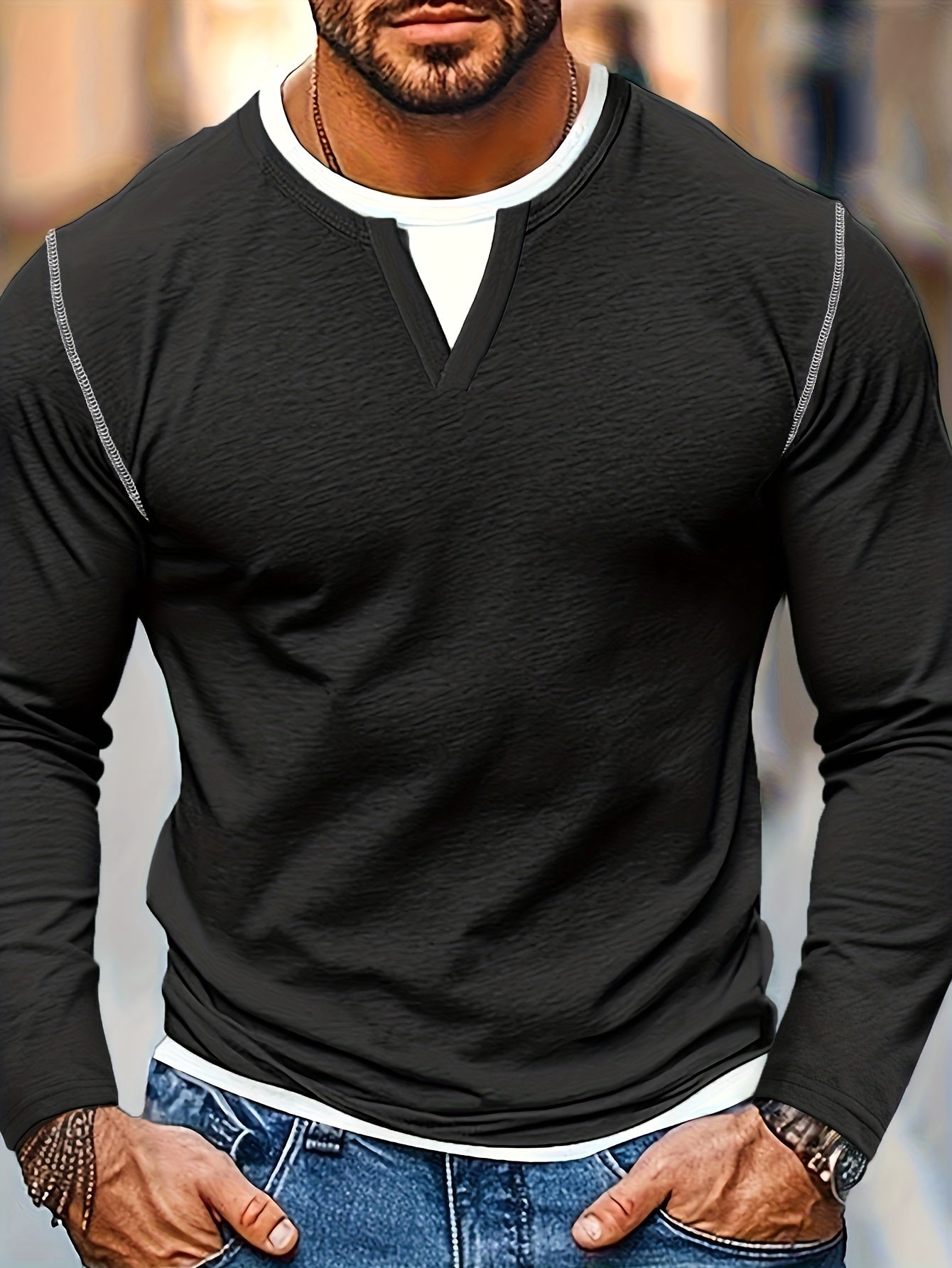 Mens Casual Long Sleeve Henley Shirt Regular Fit Style