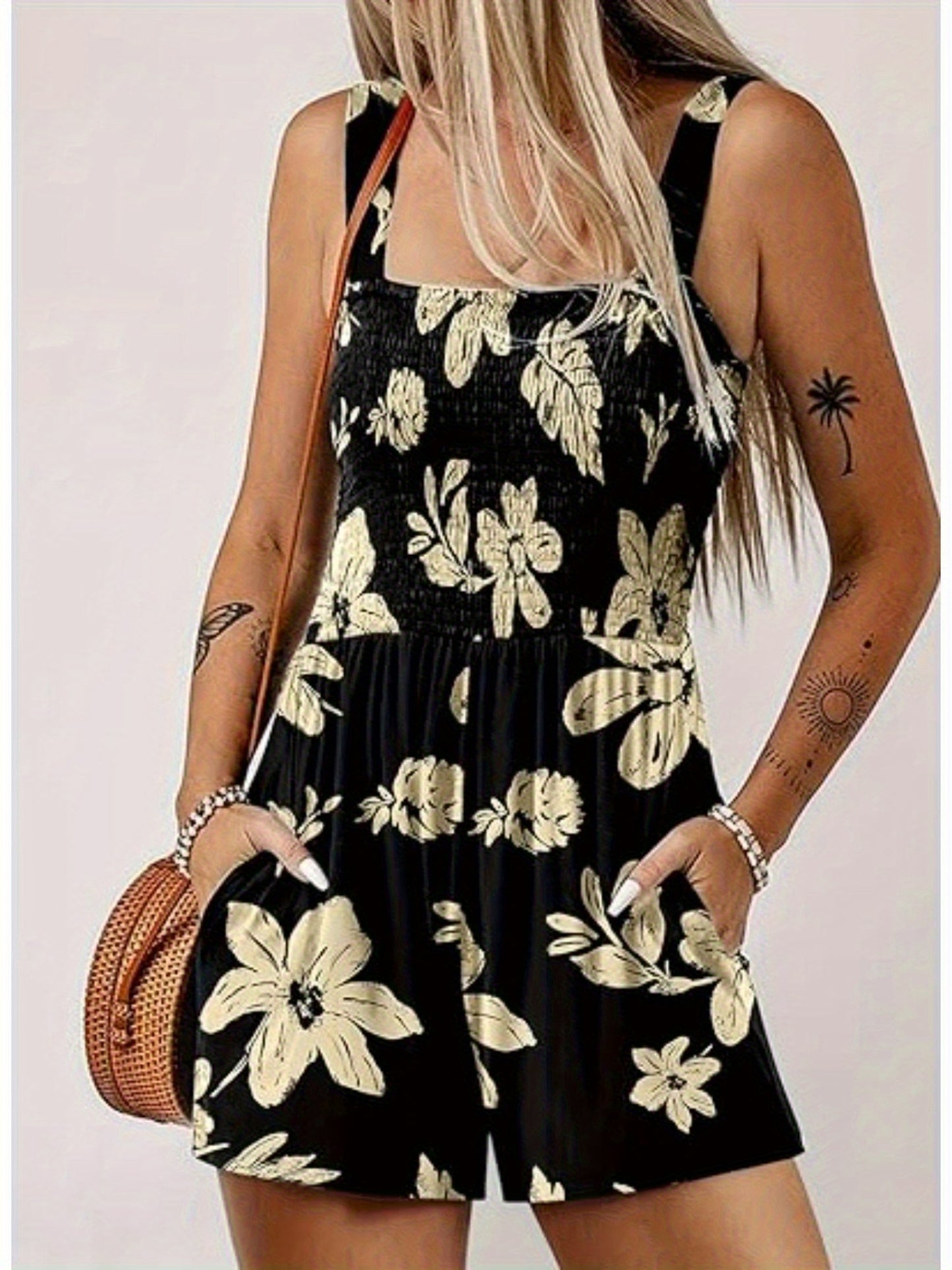 Women's Summer Casual Smocked Romper by Brand Name