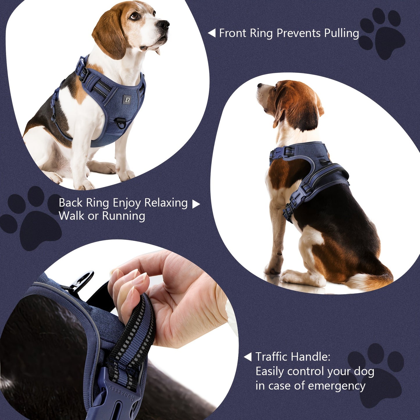 Adjustable Reflective Oxford Dog Harness by Brand