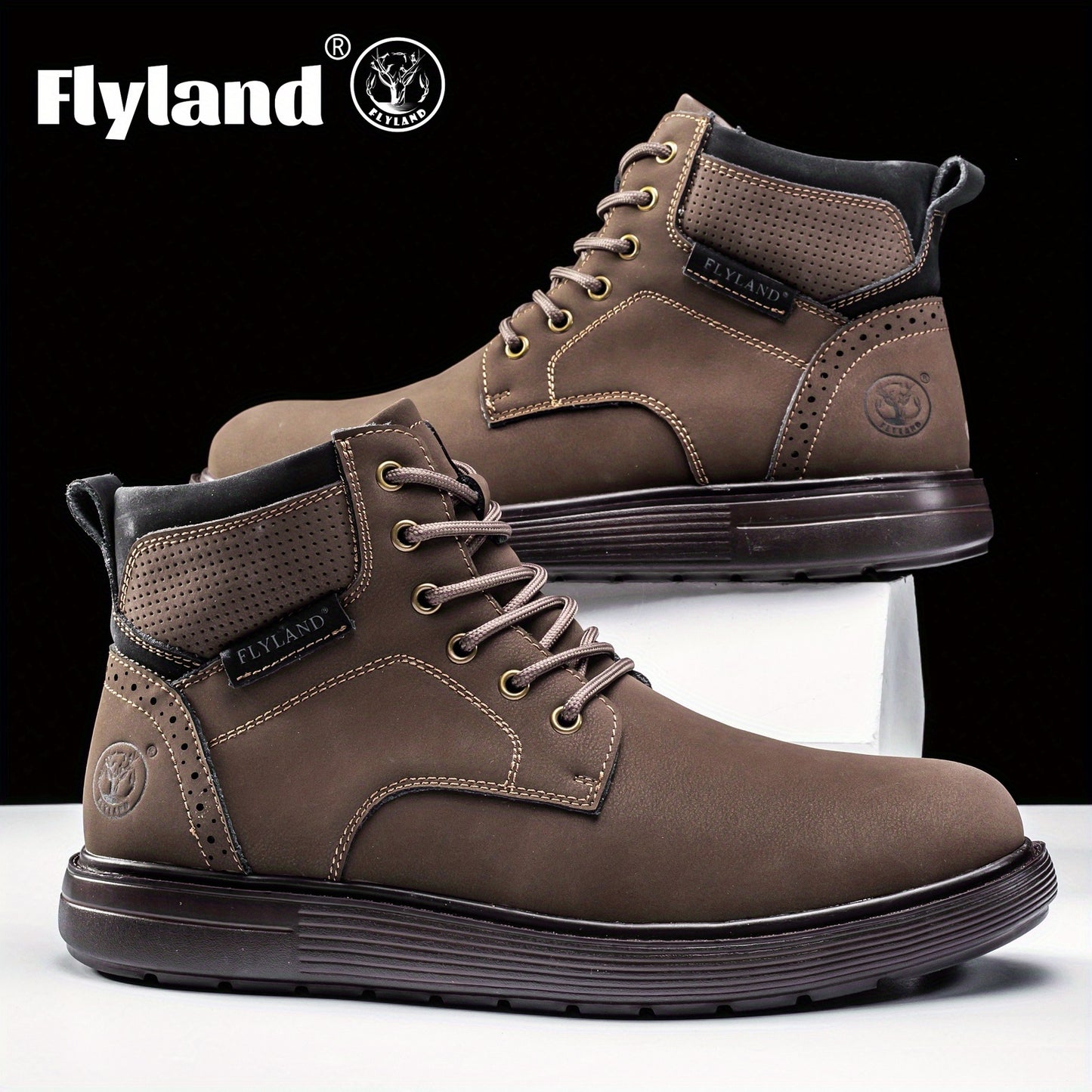 Flyland F2418 Men's Premium Genuine Leather Chukka Boots