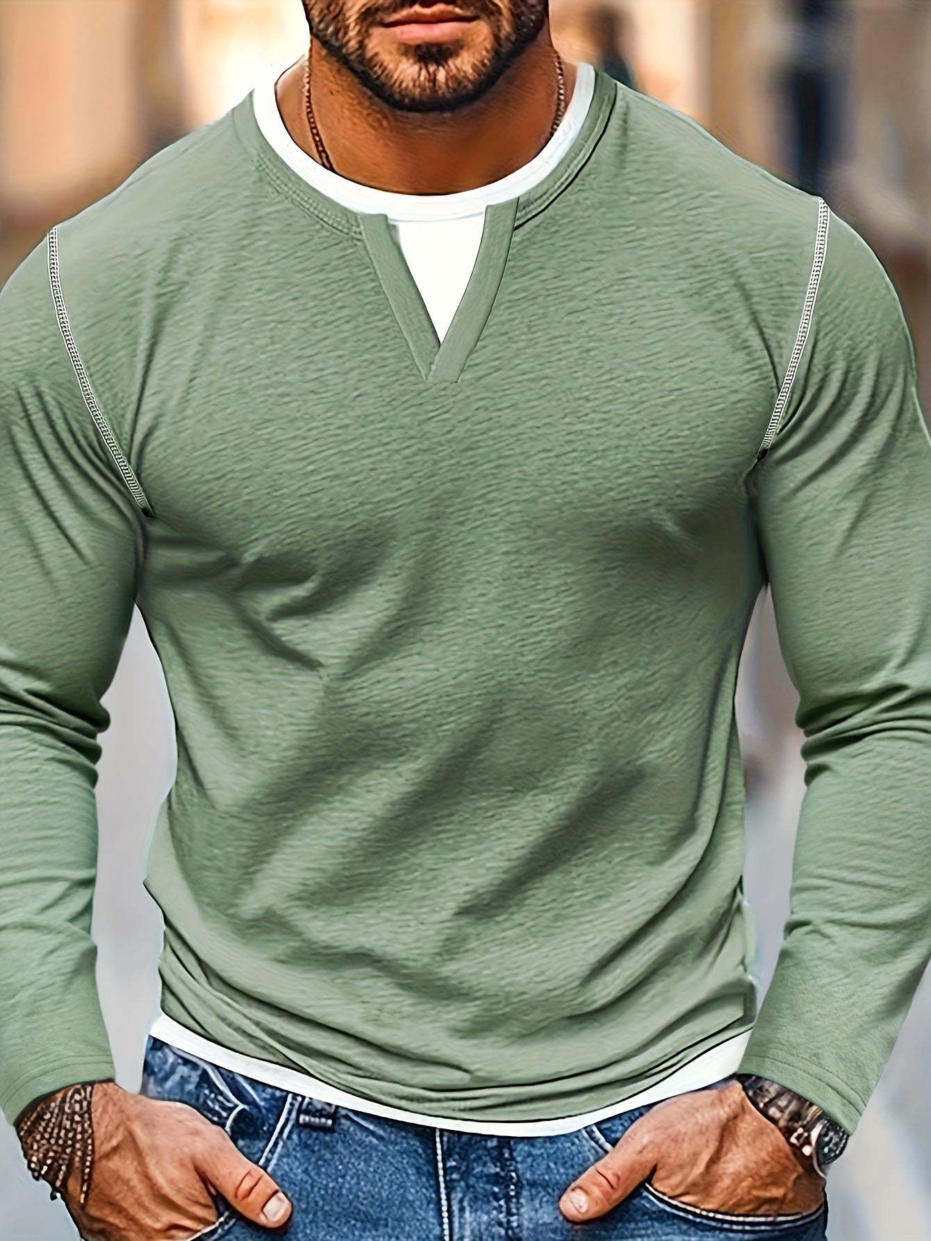 Mens Casual Long Sleeve Henley Shirt Regular Fit Style
