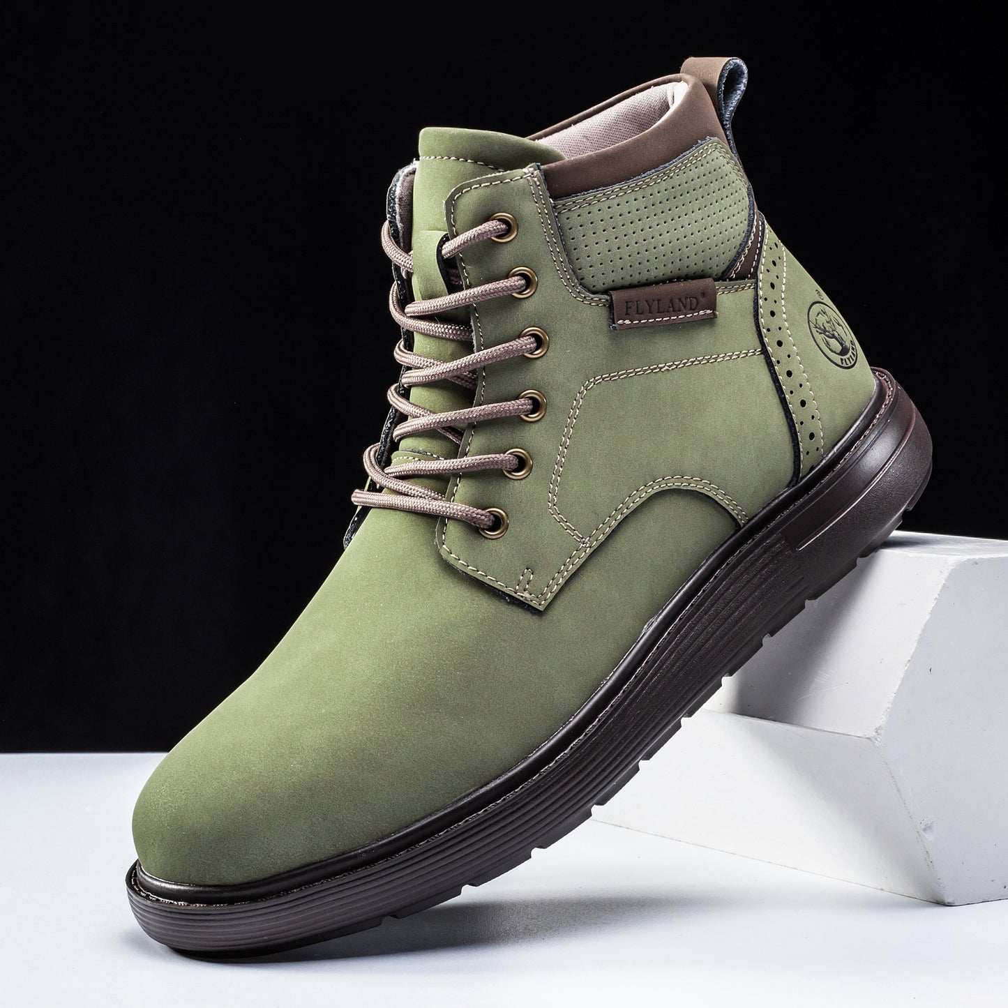 Flyland Mens Chukka Boots Vintage Genuine Leather Office