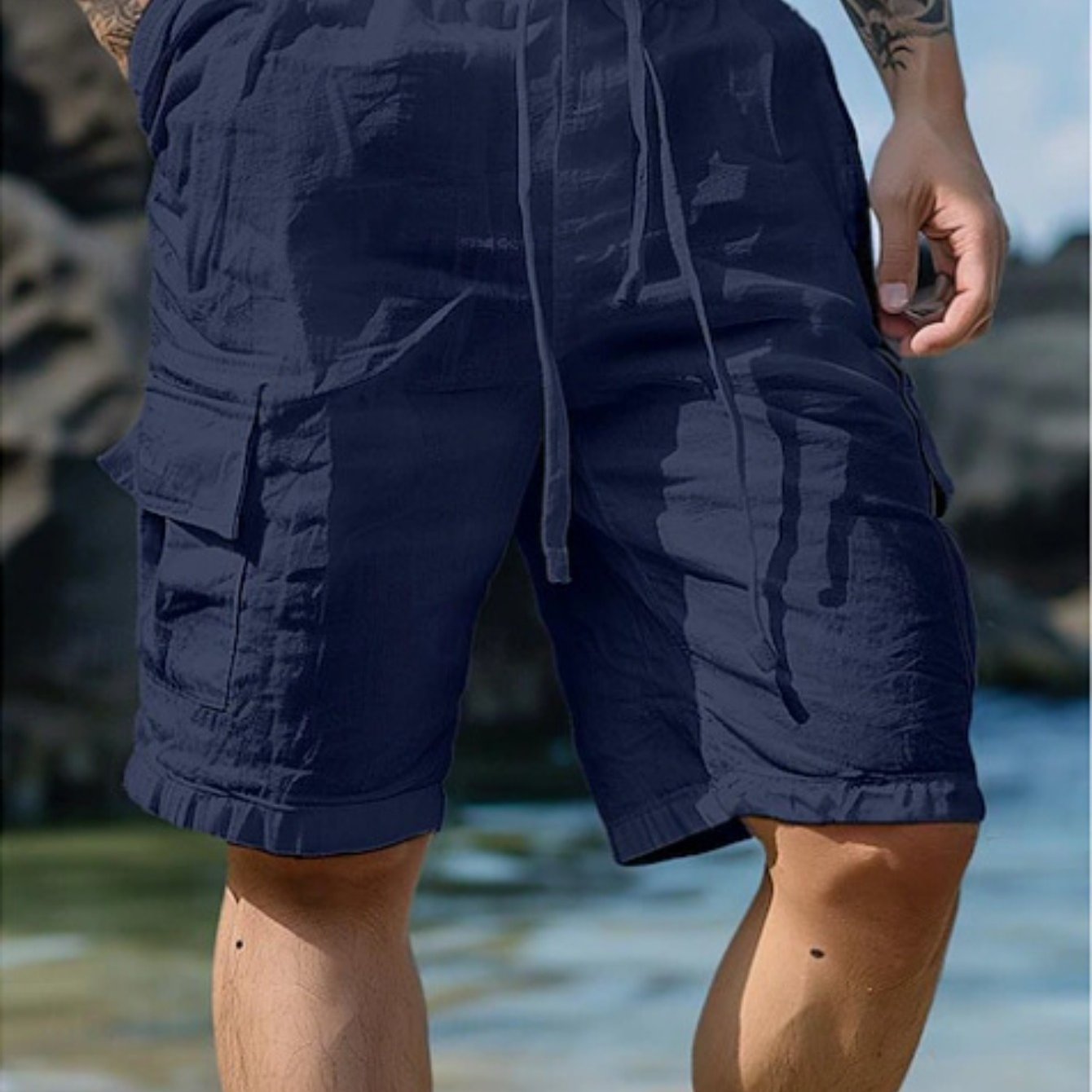 Men's Lightweight Cotton Beach Casual Shorts by Brand