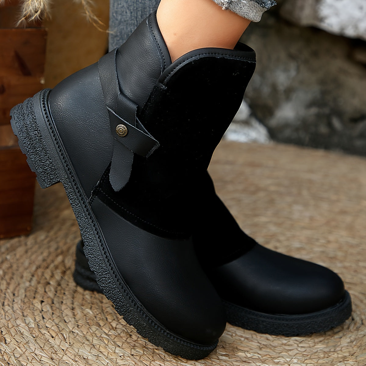 Women's Winter Thermal Fleece Lined Ankle Boots With Zipper