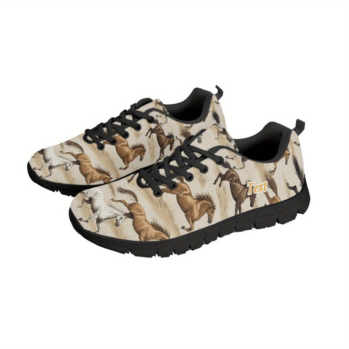 Custom Western Horse Print Sneakers With Personalized TEX