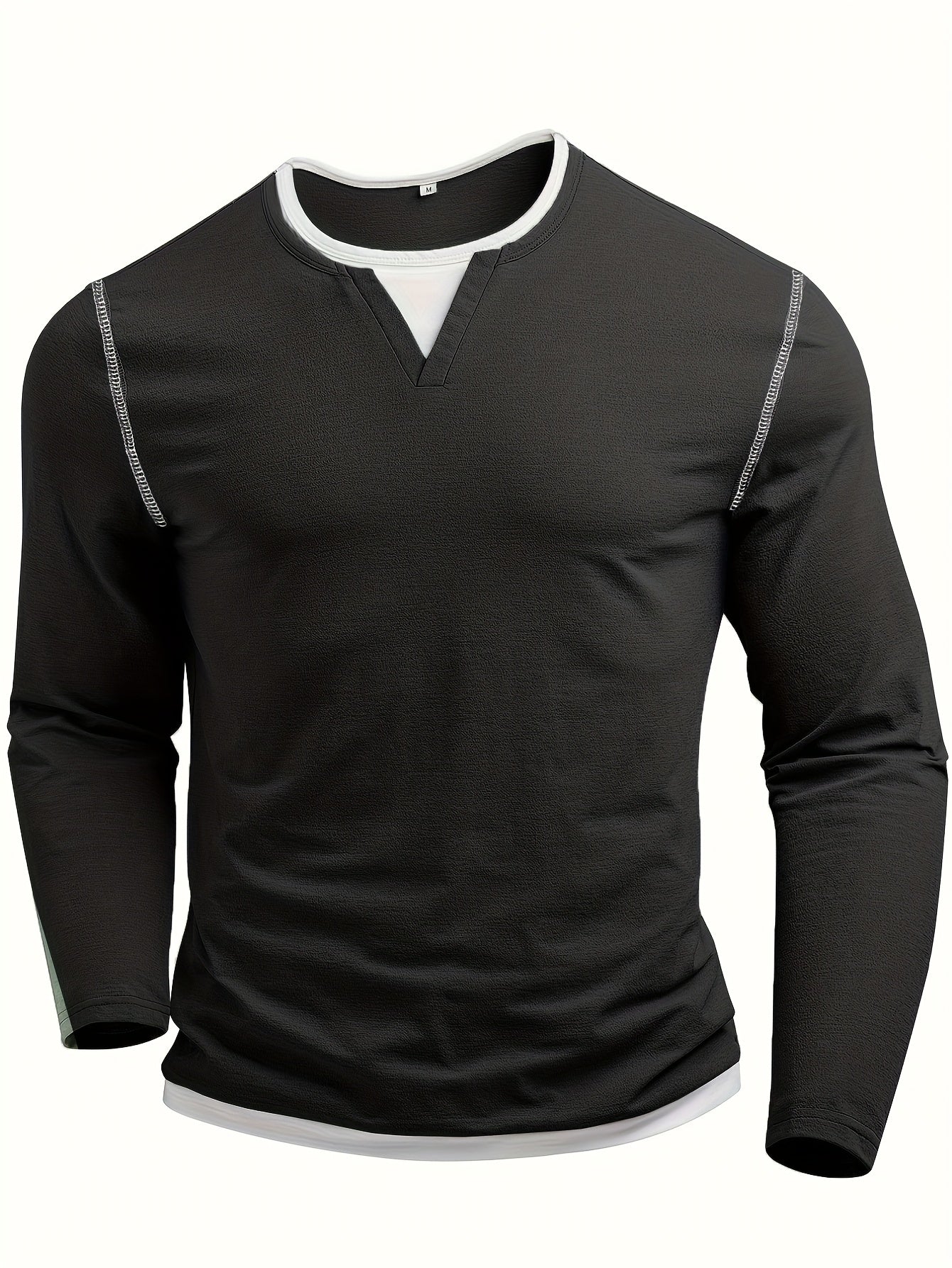 Mens Casual Long Sleeve Henley Shirt Regular Fit Style