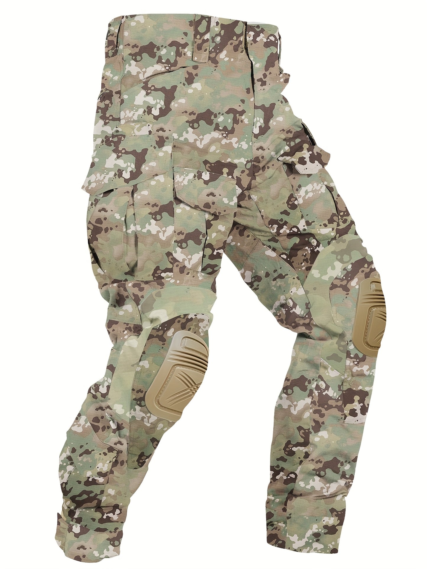 Mens Camo Tactical Cargo Pants With Removable Knee Pads