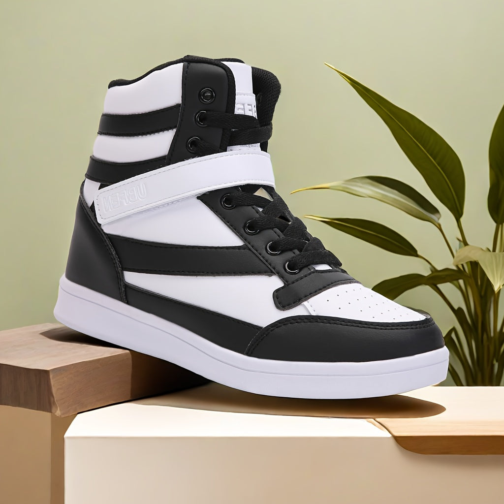 Retro High Top Sneakers With Hidden Wedge Heel Comfort