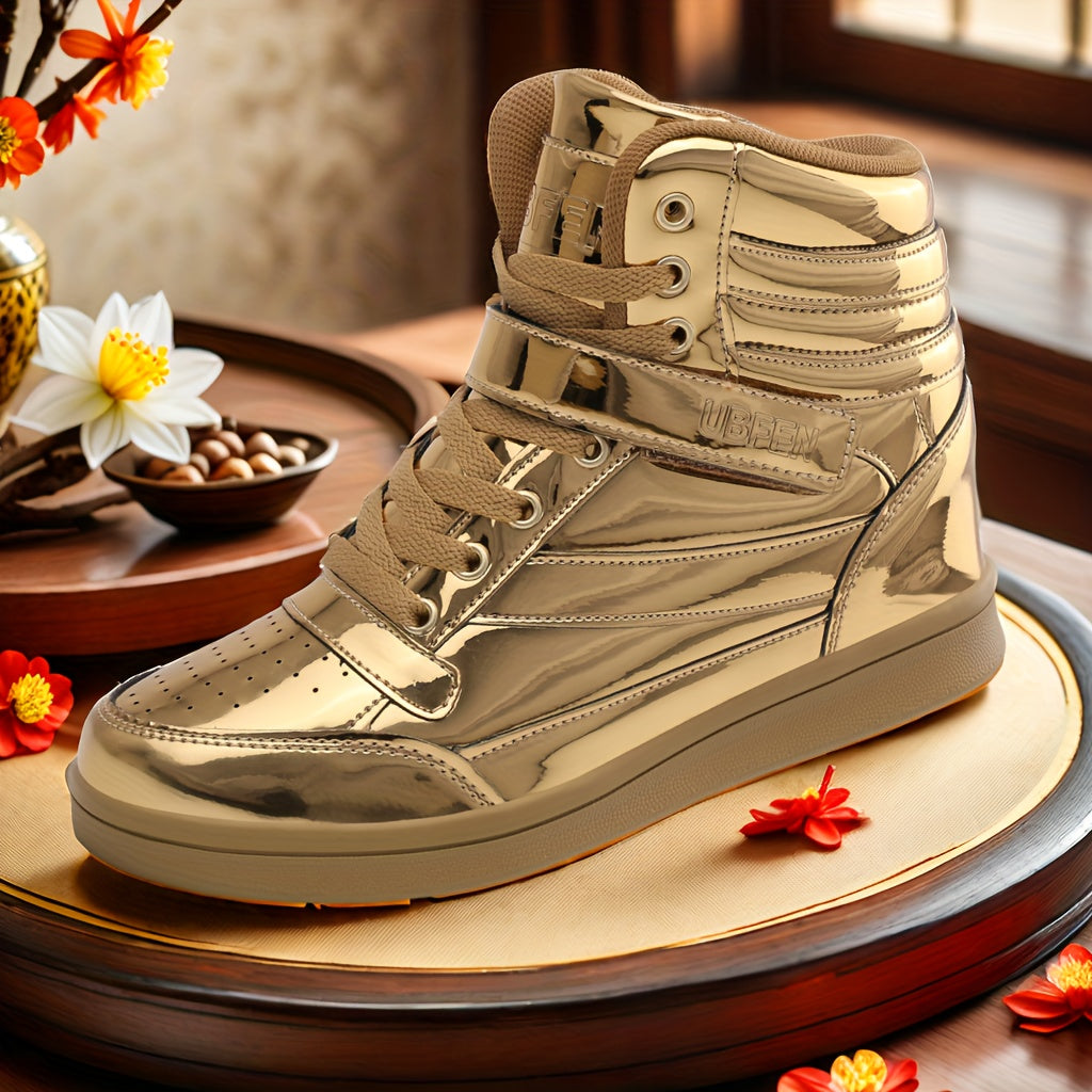 Retro High Top Sneakers With Hidden Wedge Heel Comfort