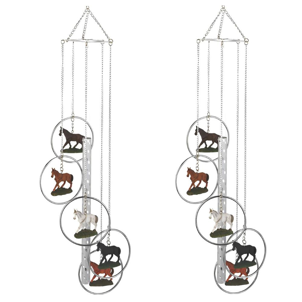 Polyresin Horse Wind Chime Statue Set for Home Decor
