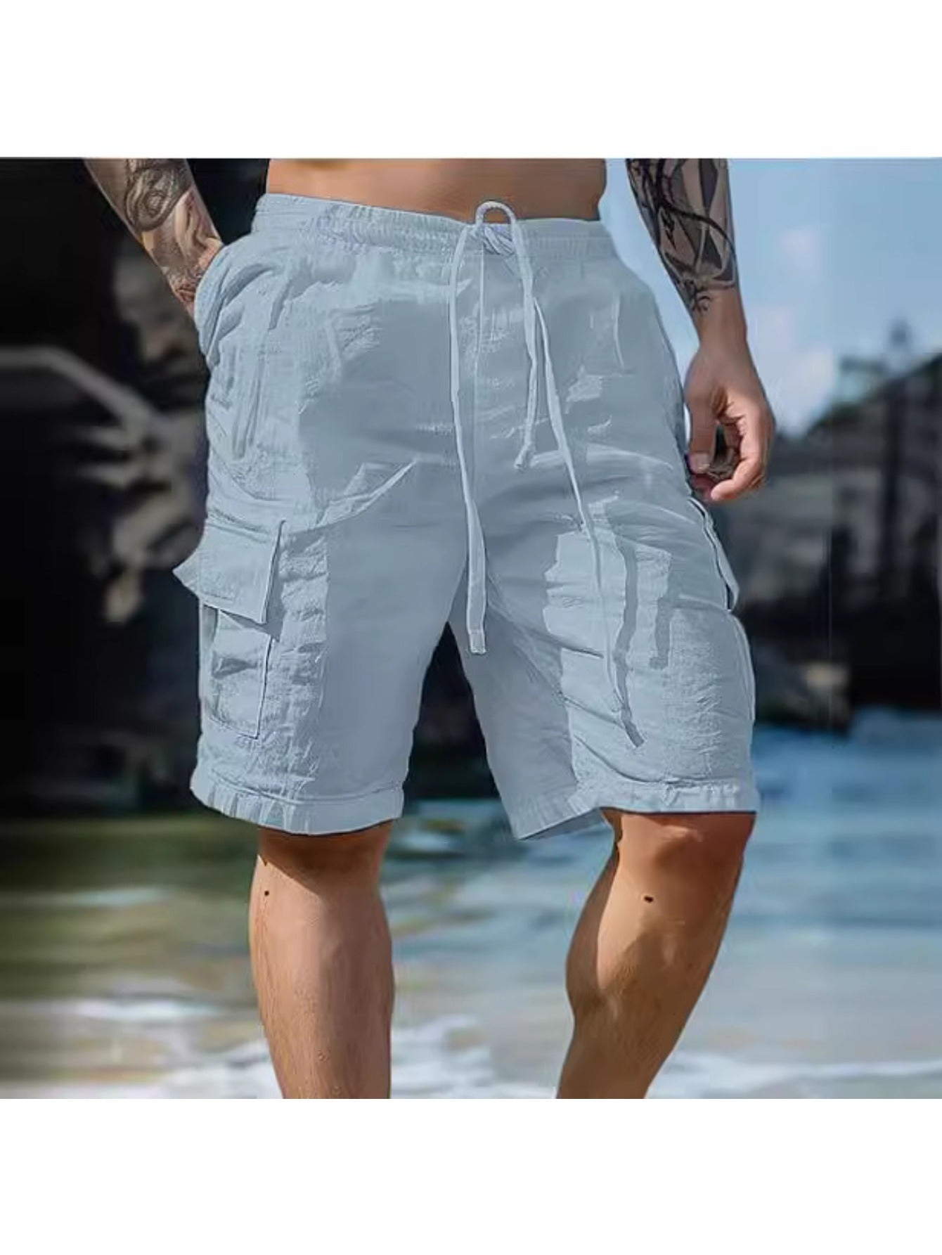 Men's Lightweight Cotton Beach Casual Shorts by Brand