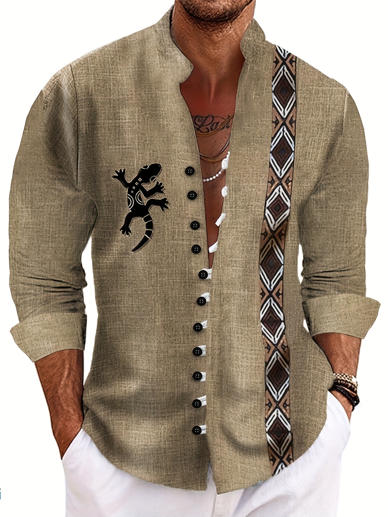 Men's Ethnic-Inspired Long Sleeve Shirts by EM3216540