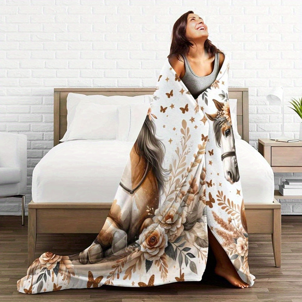 Horse Flannel Throw Blanket by Cool Horse Design