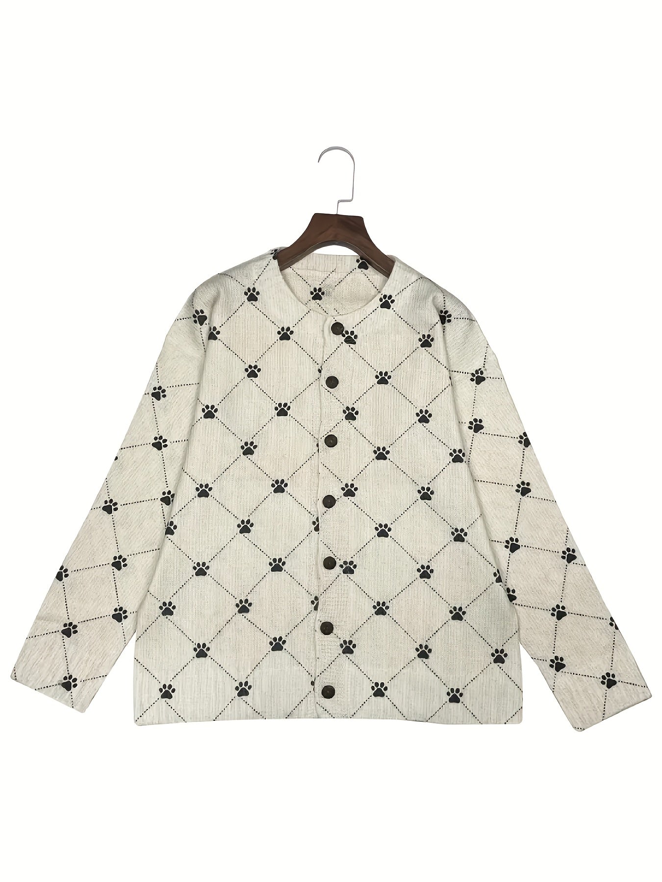 Women's 3D Print Cute Animal Paw Prints Geometric Cardigan