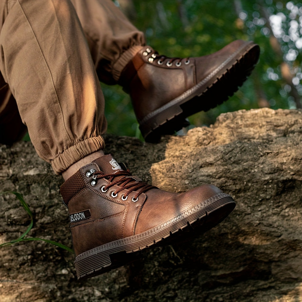KELODON Men's Heavy Duty Steel Toe Work Boots Slip Resistant