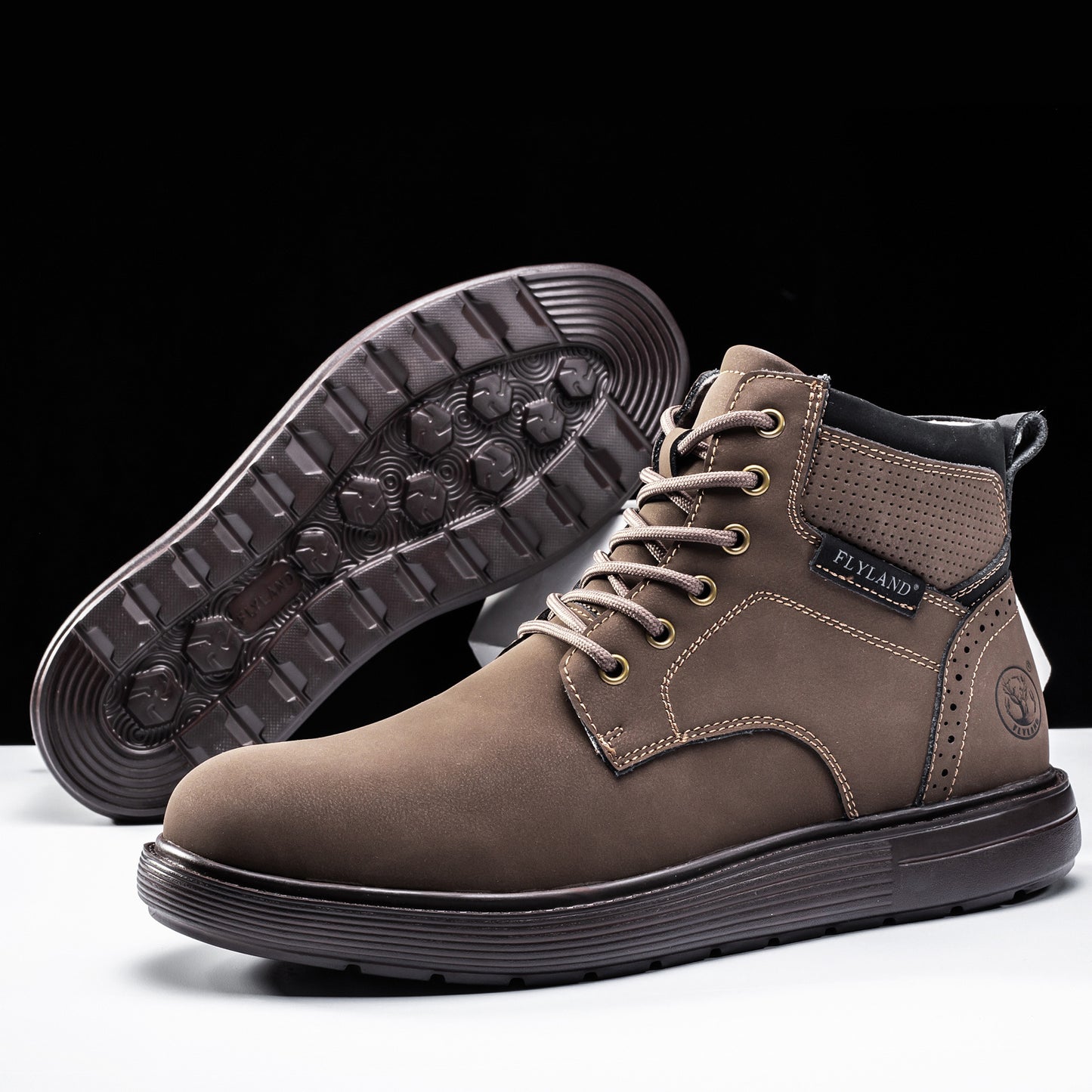 Flyland Mens Chukka Boots Vintage Genuine Leather Office